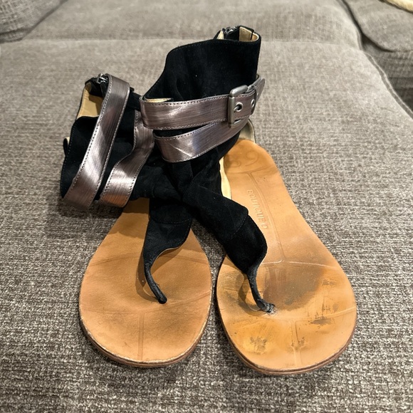 Shoes - Black suede sandals.